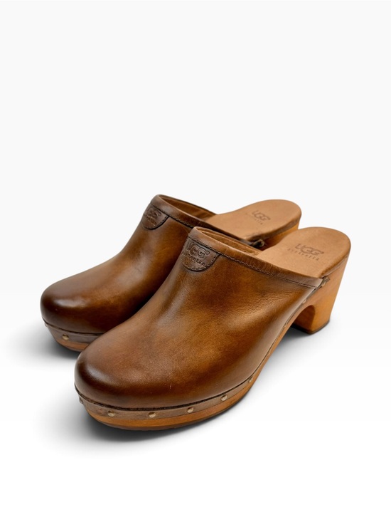 UGG Shoes - 🍁 UGG Sin 1951 Leather Wooden Clogs – Brown, Size 7
